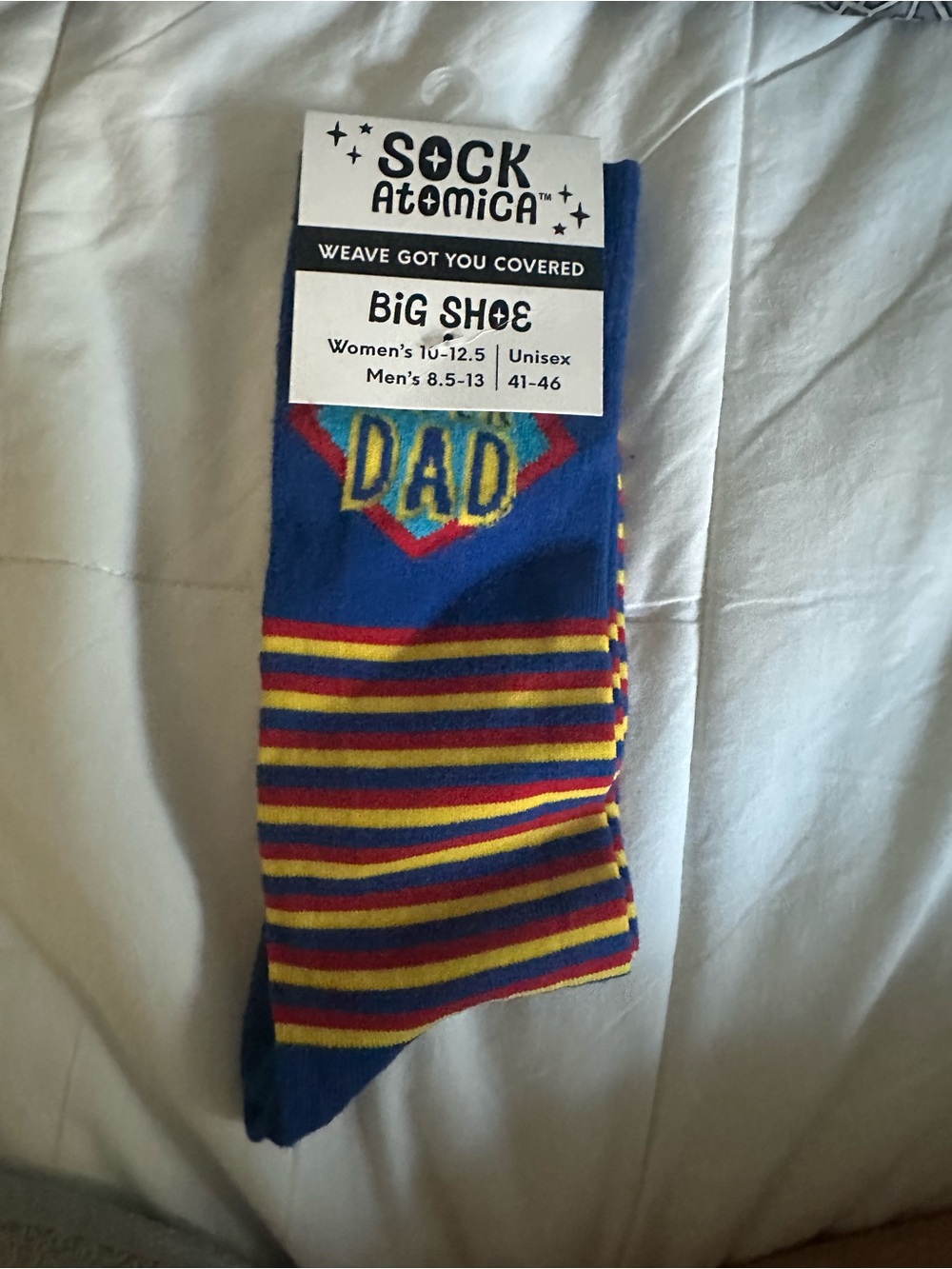 Sock Atomica Super Dad Big Shoe Socks NWT Unisex